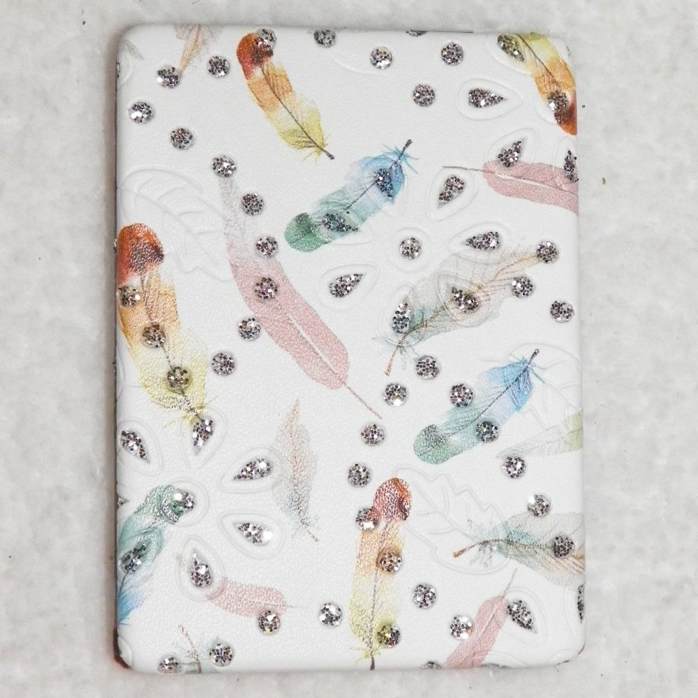 Compact Mirror Embellished Feathers